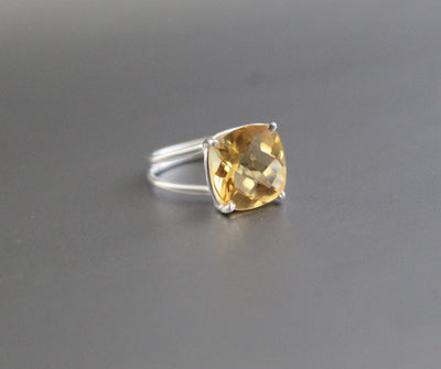 Natural Citrine Ring, November Birthstone, Stacking Ring, Yellow Crystal Ring, Designer Ring, Gold Ring, Wedding Gifts, Gift for Her