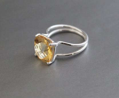 Natural Citrine Ring, November Birthstone, Stacking Ring, Yellow Crystal Ring, Designer Ring, Gold Ring, Wedding Gifts, Gift for Her