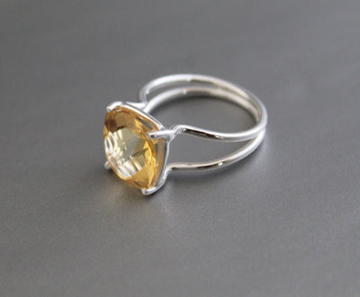 Natural Citrine Ring, November Birthstone, Stacking Ring, Yellow Crystal Ring, Designer Ring, Gold Ring, Wedding Gifts, Gift for Her