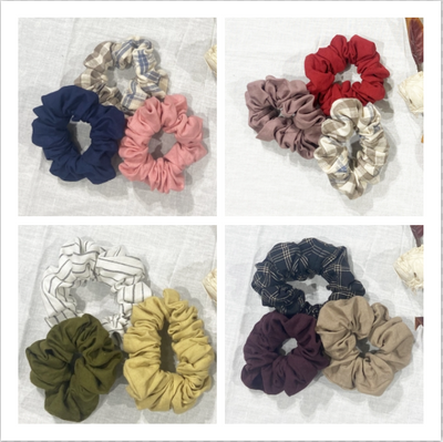 Linen Cotton Scrunchies, Spring colors, In 27 colors, Linen scrunchies for women, Natural Linen cotton hair Tie, Hair Accessories, Sustainable scrunchies