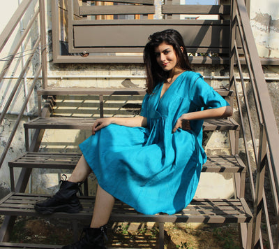 Comfortable Linen Tunic V-neck Dress