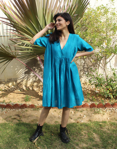 Comfortable Linen Tunic V-neck Dress