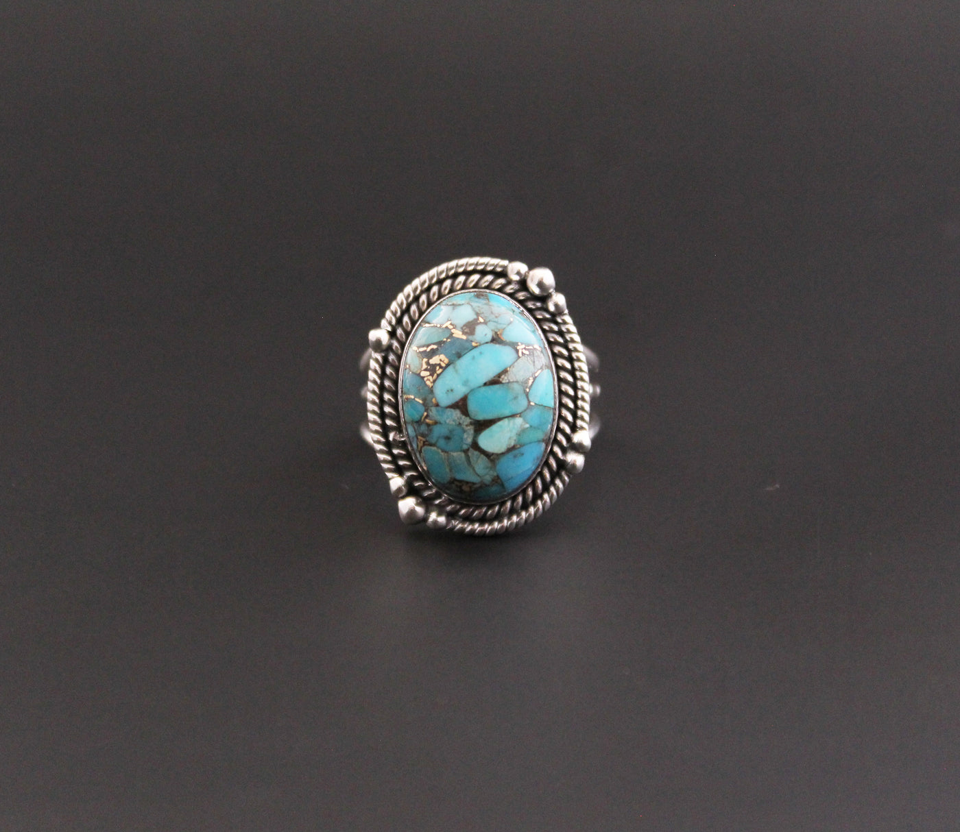 Turquoise Ring, Statement Ring, Gemstone Ring, Copper Turquoise Ring, Natural Organic Gemstone Ring, Blue Gem Ring, Large Silver Rings