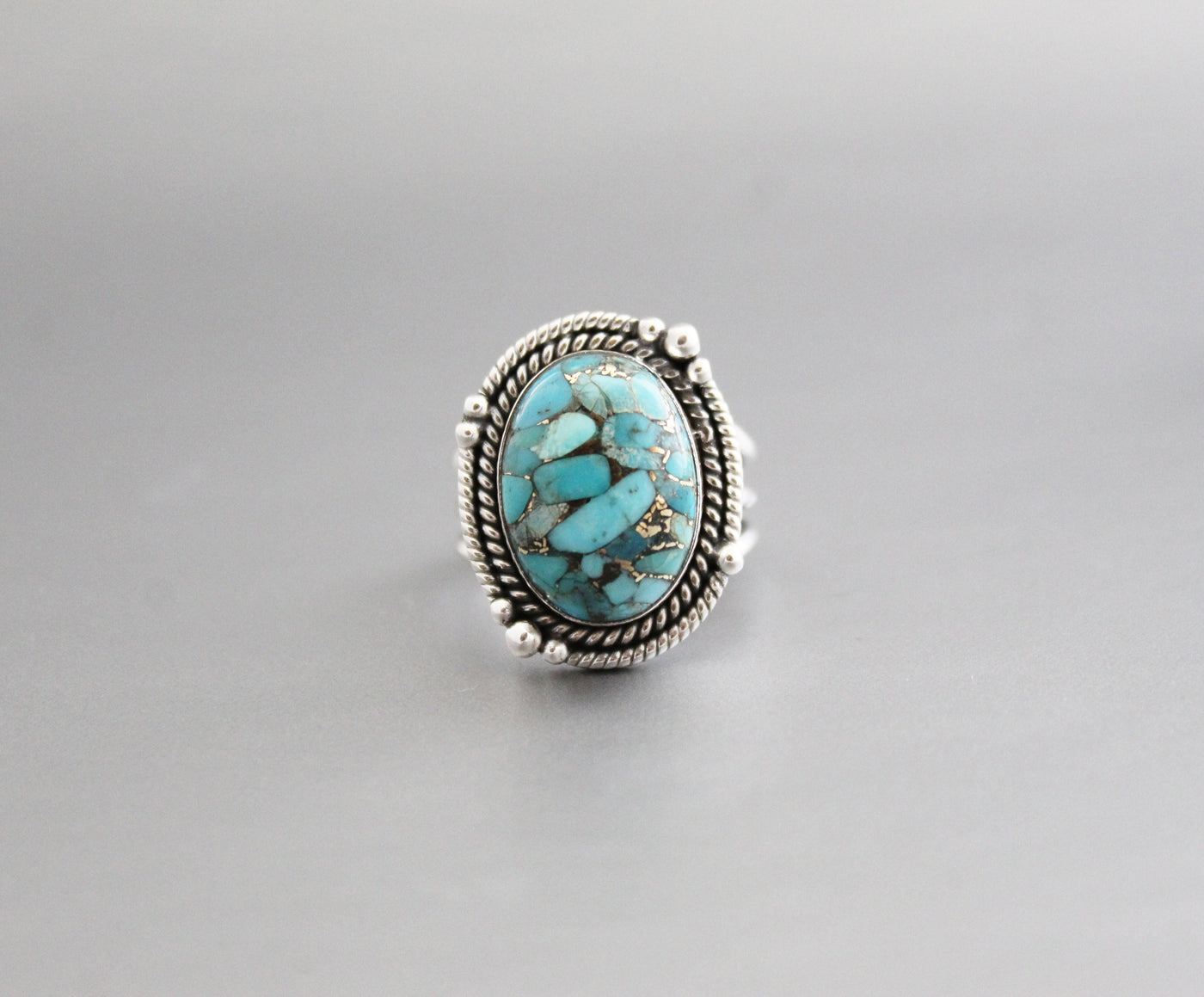 Turquoise Ring, Statement Ring, Gemstone Ring, Copper Turquoise Ring, Natural Organic Gemstone Ring, Blue Gem Ring, Large Silver Rings