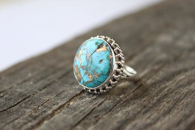 Copper Turquoise Ring, Boho Organic Ring, Blue Stone Ring, Turquoise Ring, Gemstone Ring, Copper Turquoise Ring, Natural, Organic Ring