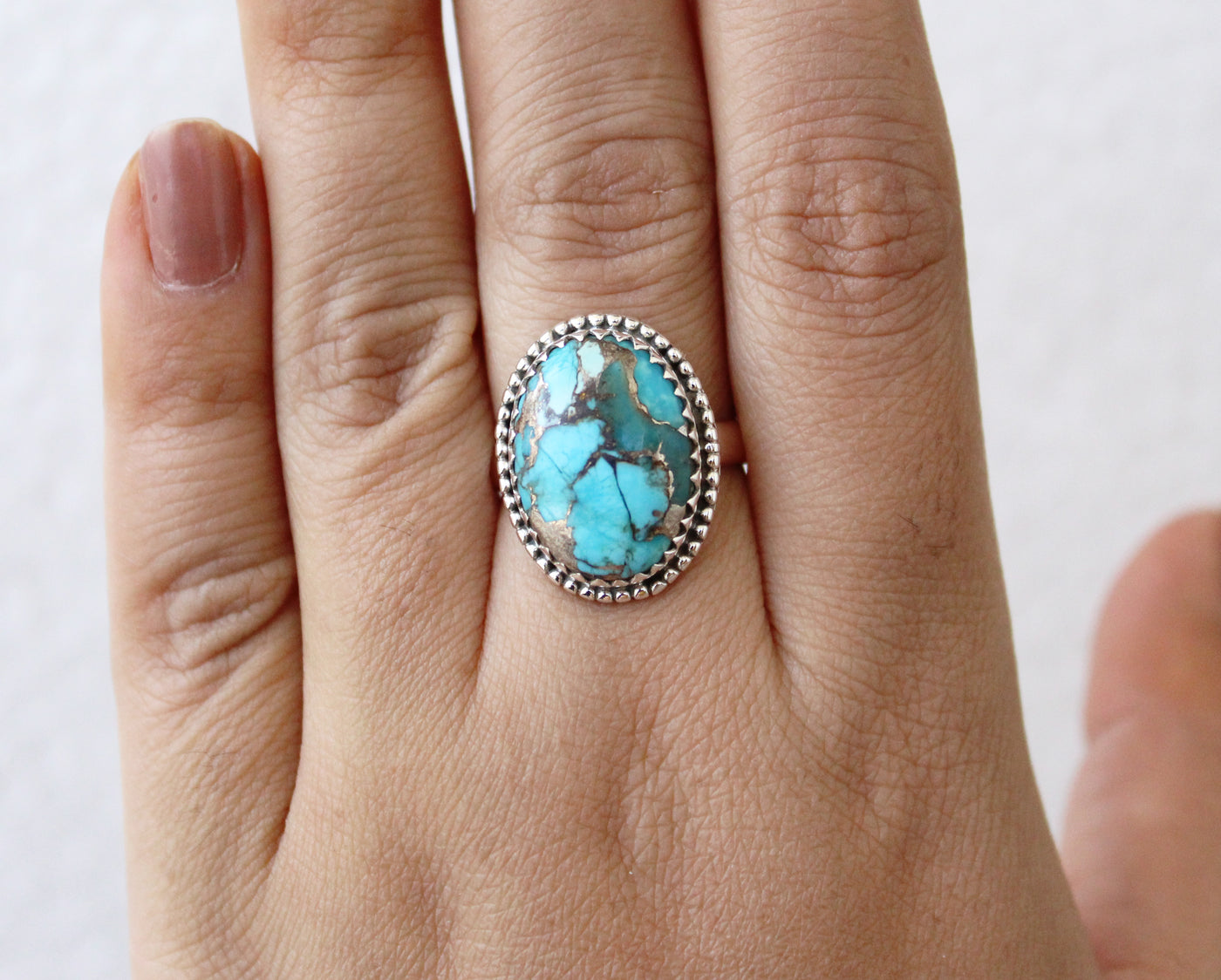 Turquoise Ring, 925 Sterling Silver Ring, Copper Turquoise Ring, Boho Ring, Statement Ring, Gemstone ring, Gift for Her