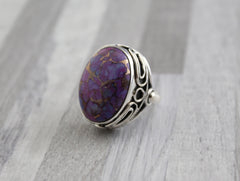 Turquoise Ring, Statement Ring, Gemstone Ring, Copper Turquoise Ring, Natural Organic Gemstone Ring, Blue Gem Ring, Large Silver Rings