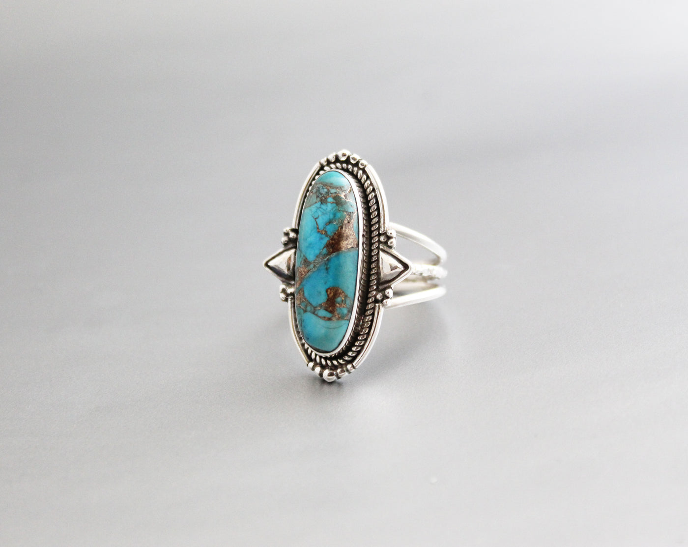 Copper Turquoise Ring, Natural Gemstone, Silver Turquoise Jewelry, Handmade Jewelry, December Birthstone, Everyday Rings, Delicate Rings