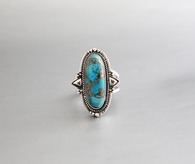 Copper Turquoise Ring, Natural Gemstone, Silver Turquoise Jewelry, Handmade Jewelry, December Birthstone, Everyday Rings, Delicate Rings