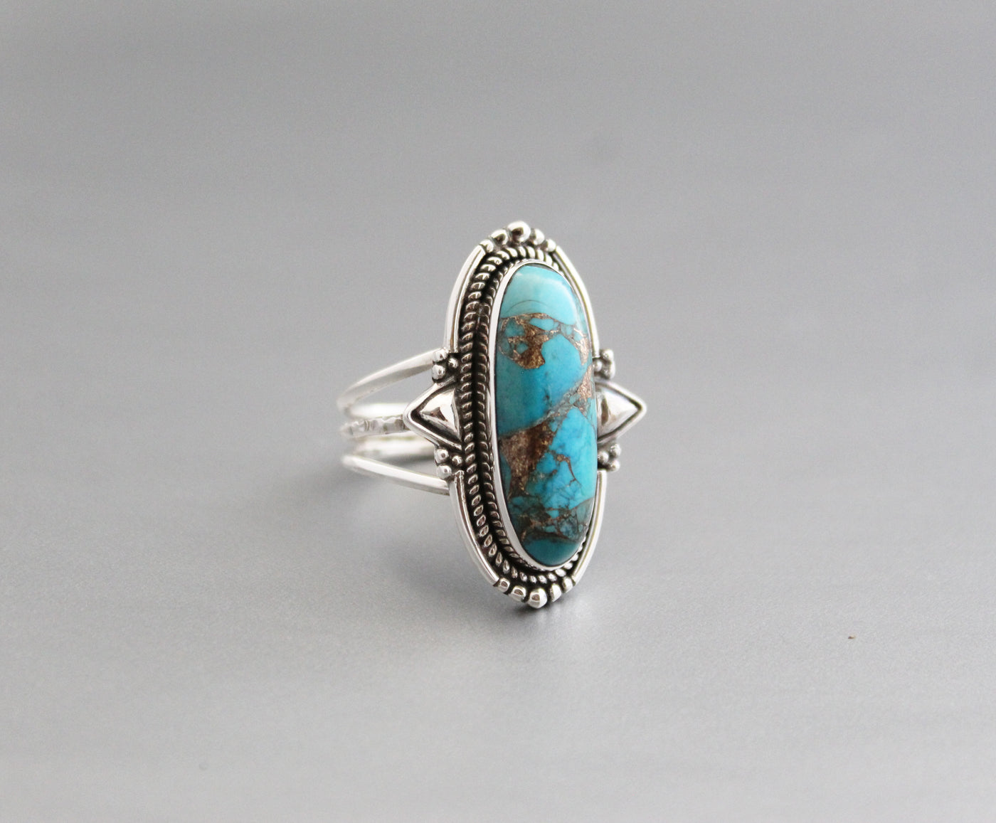 Copper Turquoise Ring, Natural Gemstone, Silver Turquoise Jewelry, Handmade Jewelry, December Birthstone, Everyday Rings, Delicate Rings