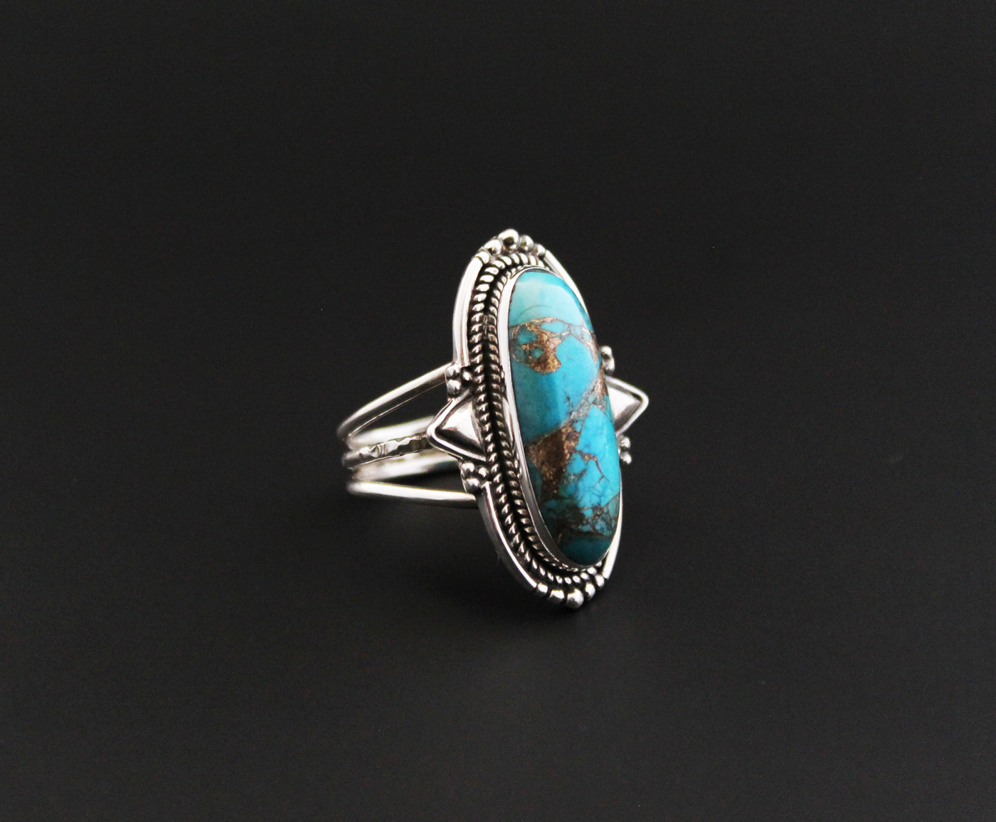 Copper Turquoise Ring, Natural Gemstone, Silver Turquoise Jewelry, Handmade Jewelry, December Birthstone, Everyday Rings, Delicate Rings