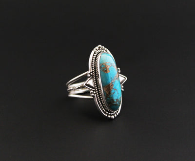 Copper Turquoise Ring, Natural Gemstone, Silver Turquoise Jewelry, Handmade Jewelry, December Birthstone, Everyday Rings, Delicate Rings