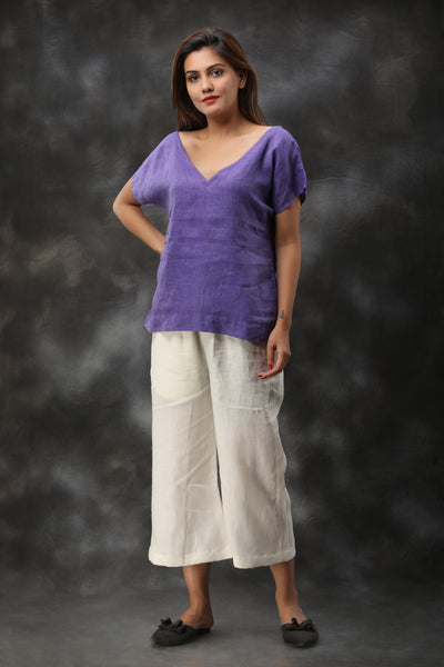 100 % Pure Linen, Flax Linen, Linen Top, Washed Overall, V- Neck Linen Top