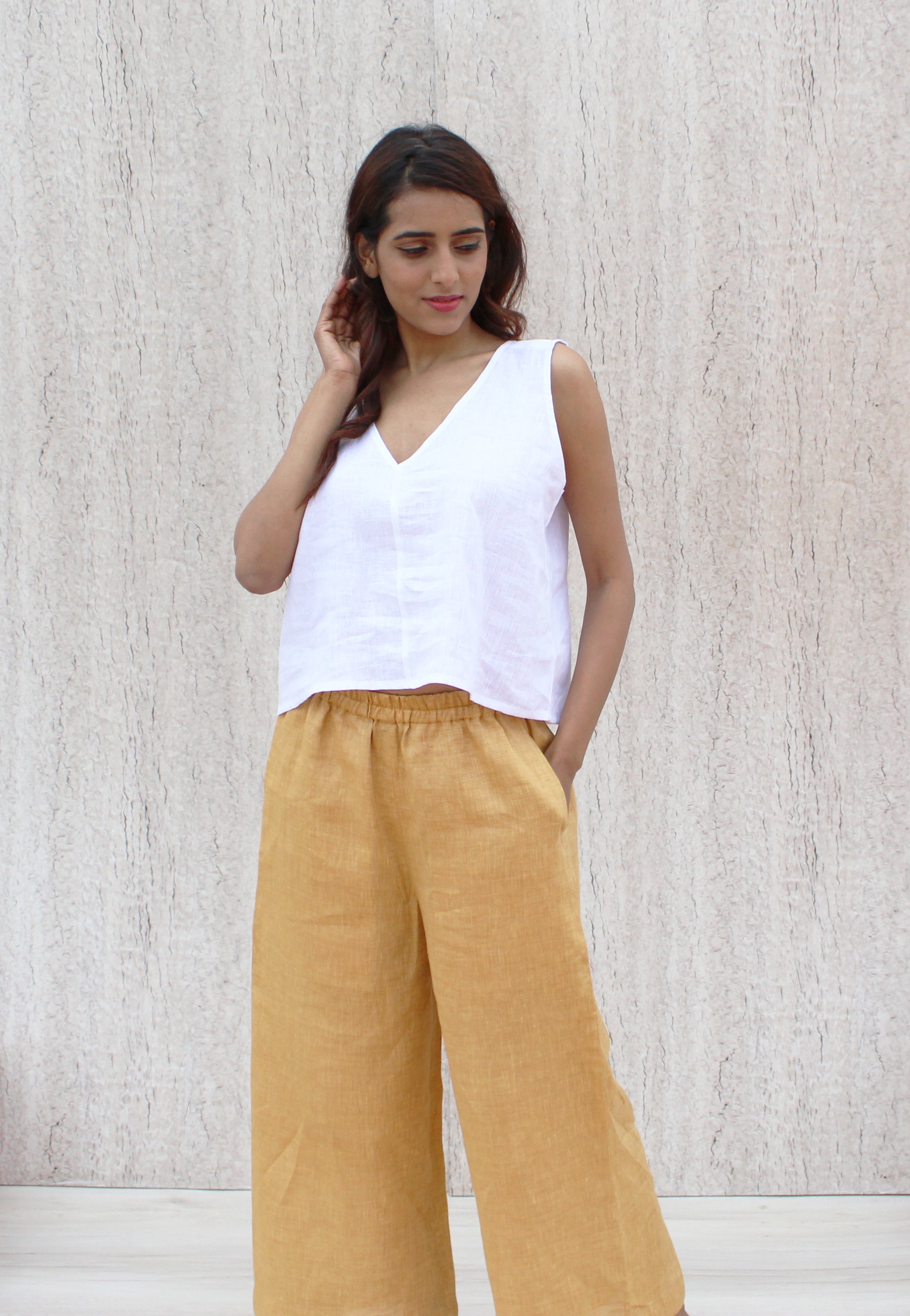 White linen crop top, Linen Top, Linen Blouse, Linen Tank Top, Linen Crop Top, Flax Linen Top