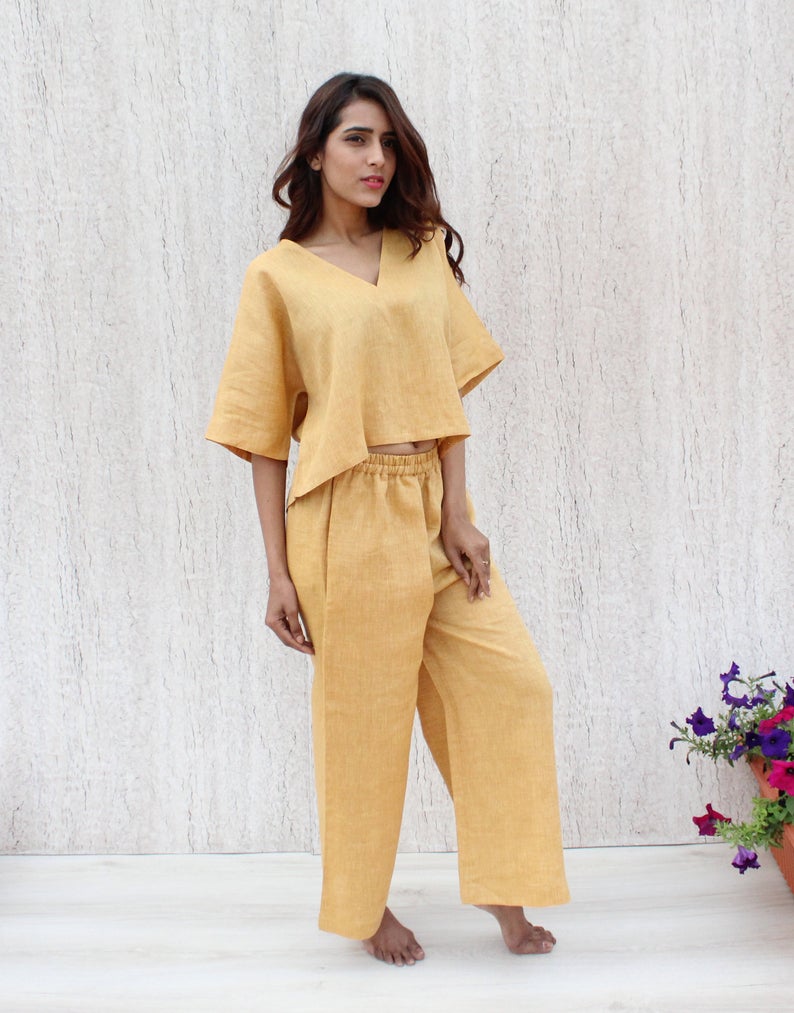 Elastic Waist Linen Pants, Soft Casual Loose Large Size Trousers, Oversized Wide Leg Linen Pant, Customized Plus Size Pants, Palazzo Pants