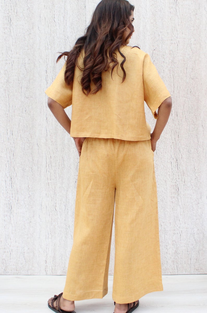 Elastic Waist Linen Pants, Soft Casual Loose Large Size Trousers, Oversized Wide Leg Linen Pant, Customized Plus Size Pants, Palazzo Pants