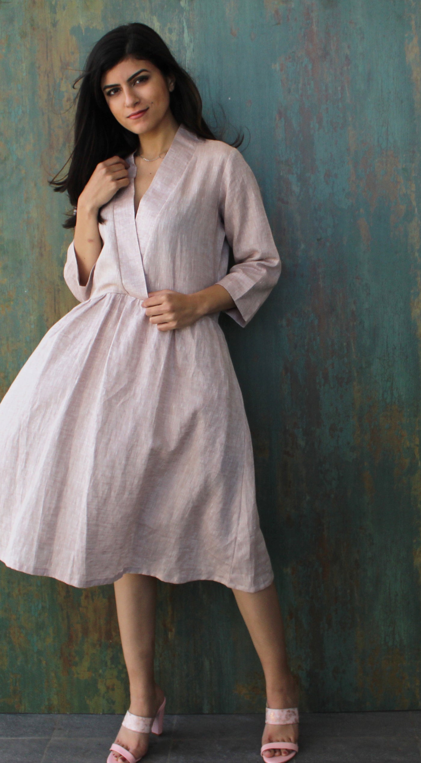 Loose Linen dress, Long Sleeve Dress, Linen tunic Dress, Oversize Linen, Kimono Tunic, Midi Length Linen Dress, Washed, Textured, Soft Linen