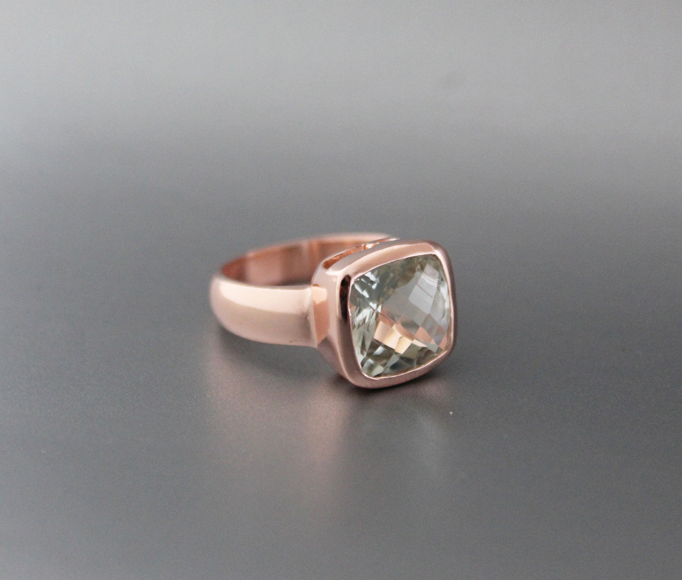 Green Amethyst Ring,Rose Gold Filled Ring,925 Silver Ring,Prasiolite Ring,Anniversary Gift,Bezel set ring,February Birthstone,Bridal jewelry