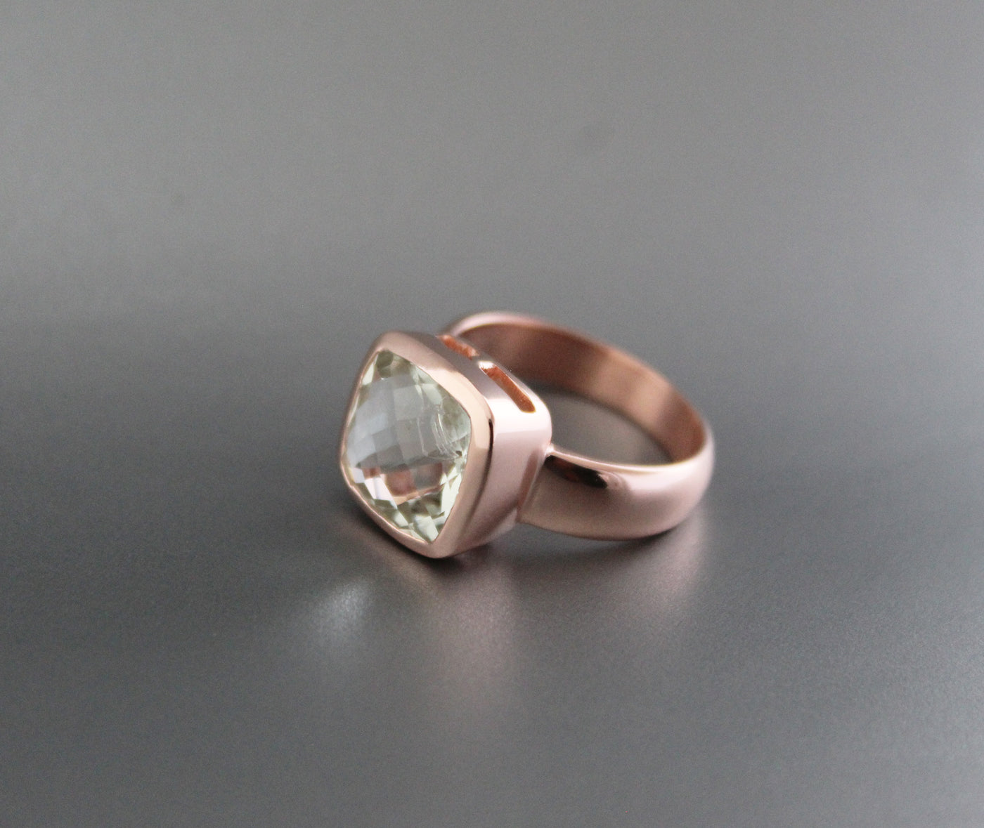 Green Amethyst Ring,Rose Gold Filled Ring,925 Silver Ring,Prasiolite Ring,Anniversary Gift,Bezel set ring,February Birthstone,Bridal jewelry
