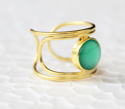 Green Onyx Ring, 925 solid sterling silver ring, Onyx Ring, Rings for Women, Sterling Silver Ring, Modern Ring, Gold filled Ring