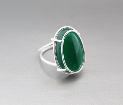 Natural Green Onyx Ring, Handmade 925 Silver Ring, Green Onyx Designer Ring, December Birthstone, Promise Ring, Hand Crafted Bohemian Ring