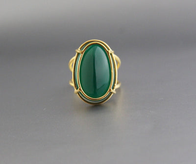 Natural Green Onyx Ring, Handmade 925 Silver Ring, Green Onyx Designer Ring, December Birthstone, 14K Gold Ring, Hand Crafted Bohemian Ring