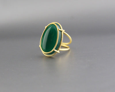 Natural Green Onyx Ring, Handmade 925 Silver Ring, Green Onyx Designer Ring, December Birthstone, 14K Gold Ring, Hand Crafted Bohemian Ring