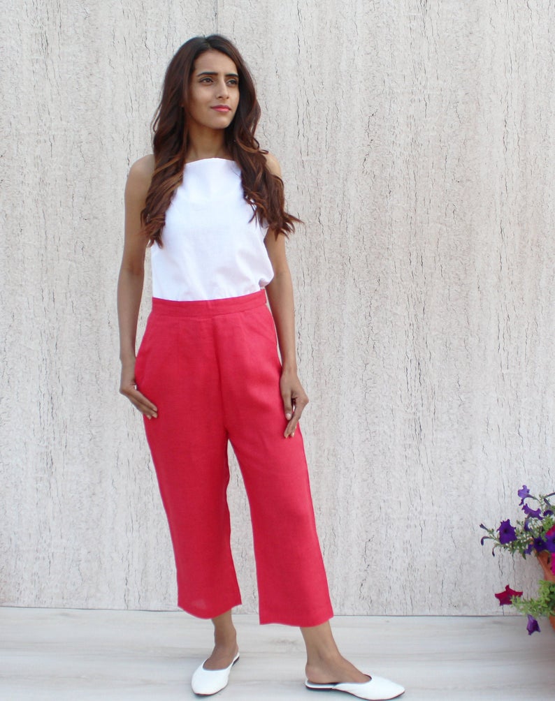 High Waist Pants, Linen Trousers, Linen pants, 100% pure linen , Flax pants, Linen trousers, made to order