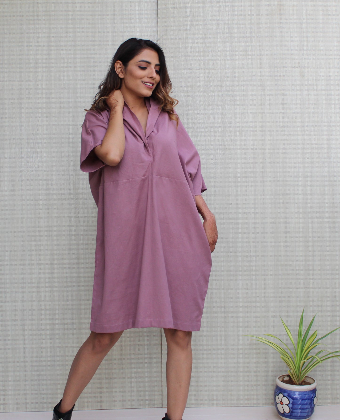 Hoodie V neck dress