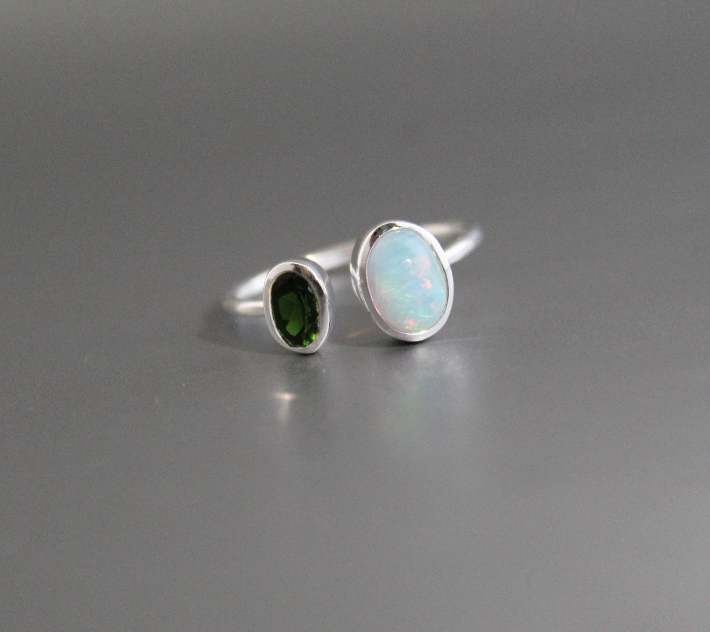 Emerald Ring, genuine emerald ring, birthstone ring, green gemstone ring, Ethiopian Opal Gemstone, custom ring, Handmade Statement ring