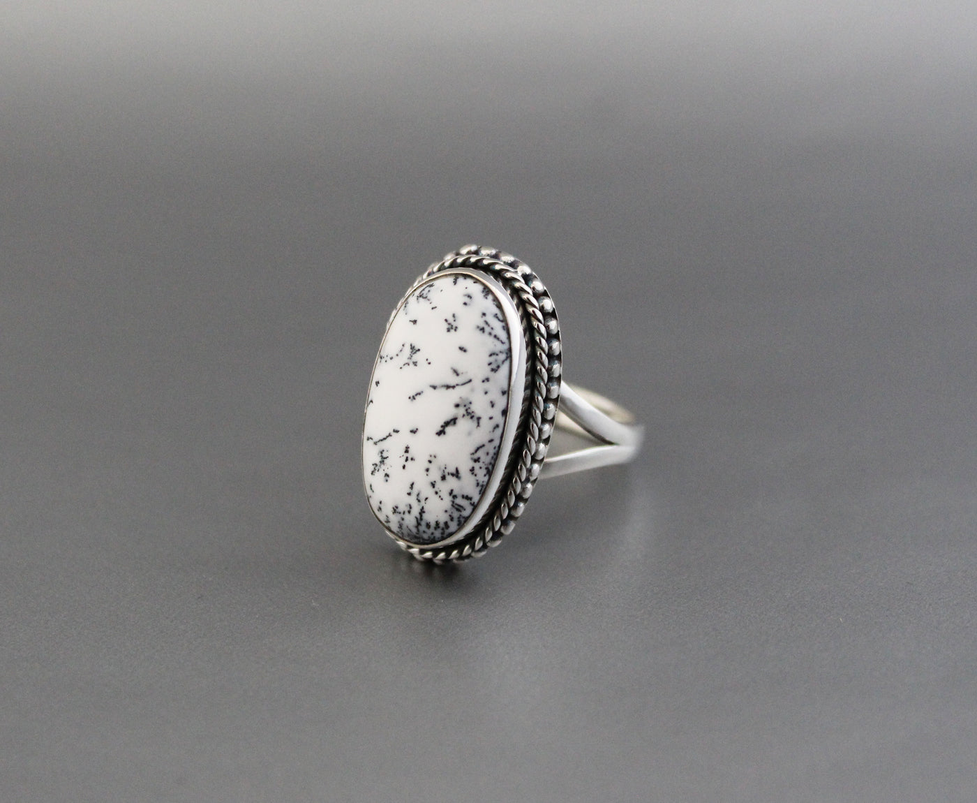 White Jasper ring, Natural Gemstone Ring, Jasper Ring, Statement Ring, White Agate Ring, Large Silver Rings, Organic, Boho, Bohemian