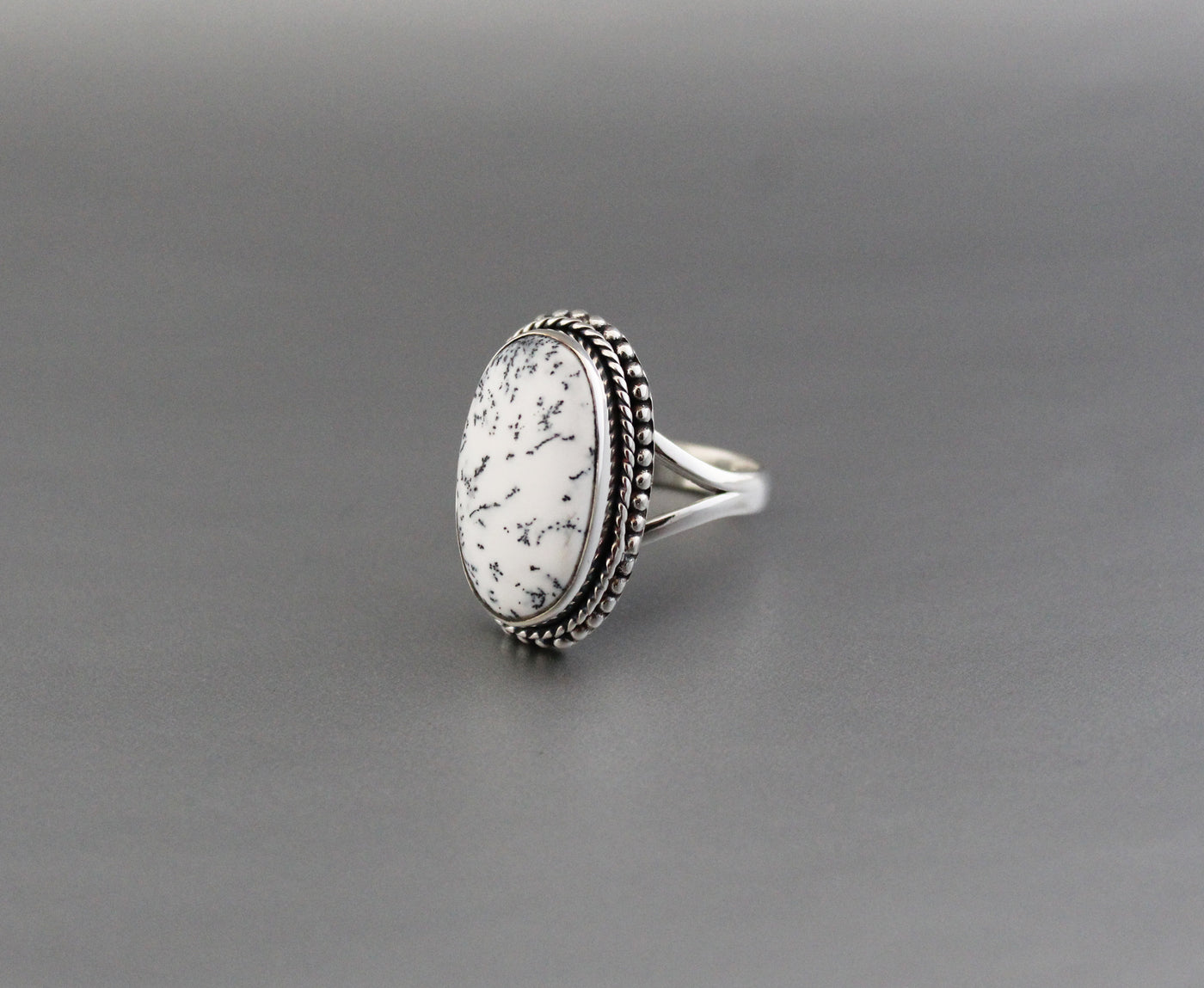 White Jasper ring, Natural Gemstone Ring, Jasper Ring, Statement Ring, White Agate Ring, Large Silver Rings, Organic, Boho, Bohemian