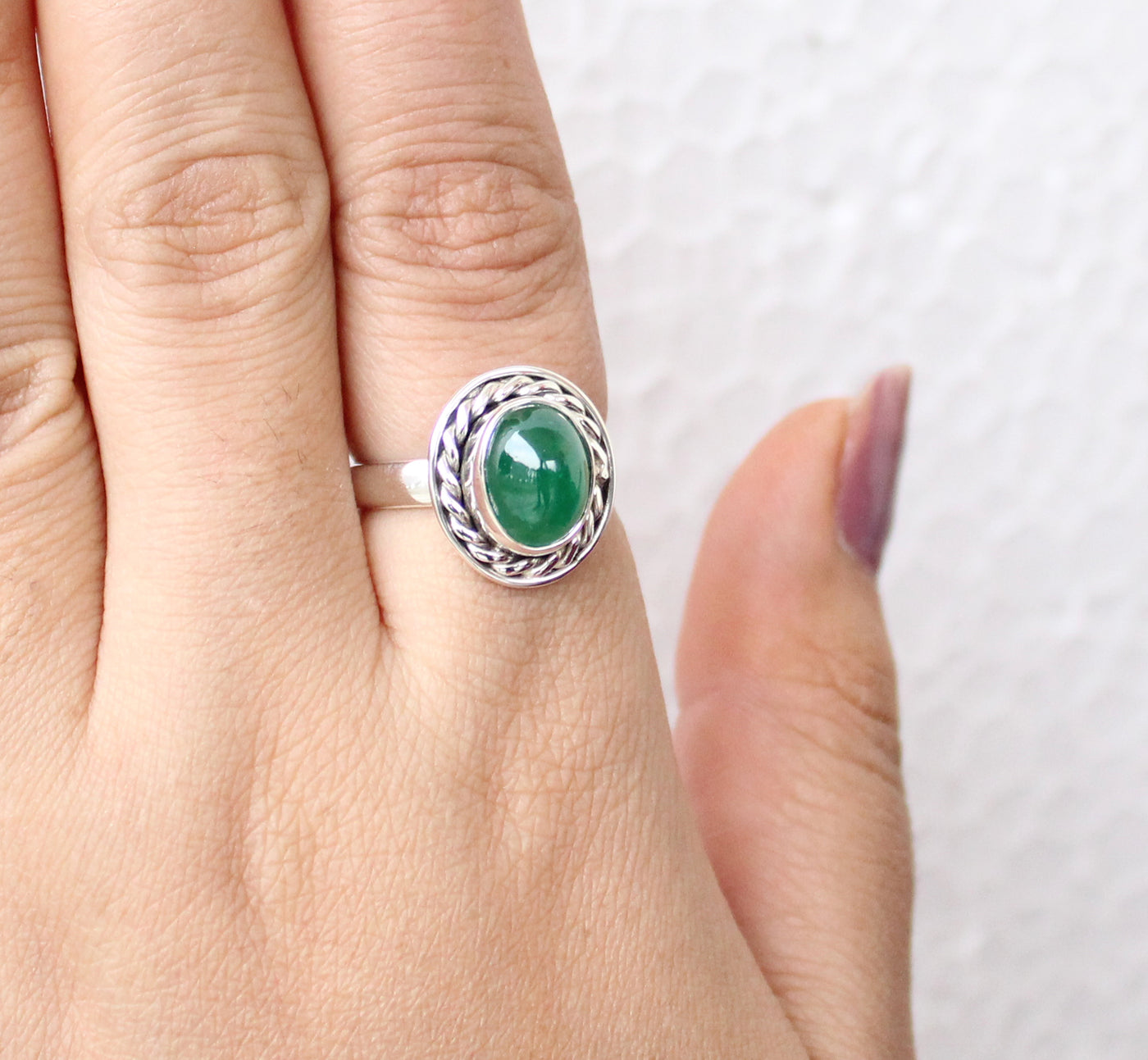 Genuine Emerald Ring, Deco-Handmade Ring, 925 Sterling Silver, Engagement Ring , May Birthstone, Green Gemstone Ring