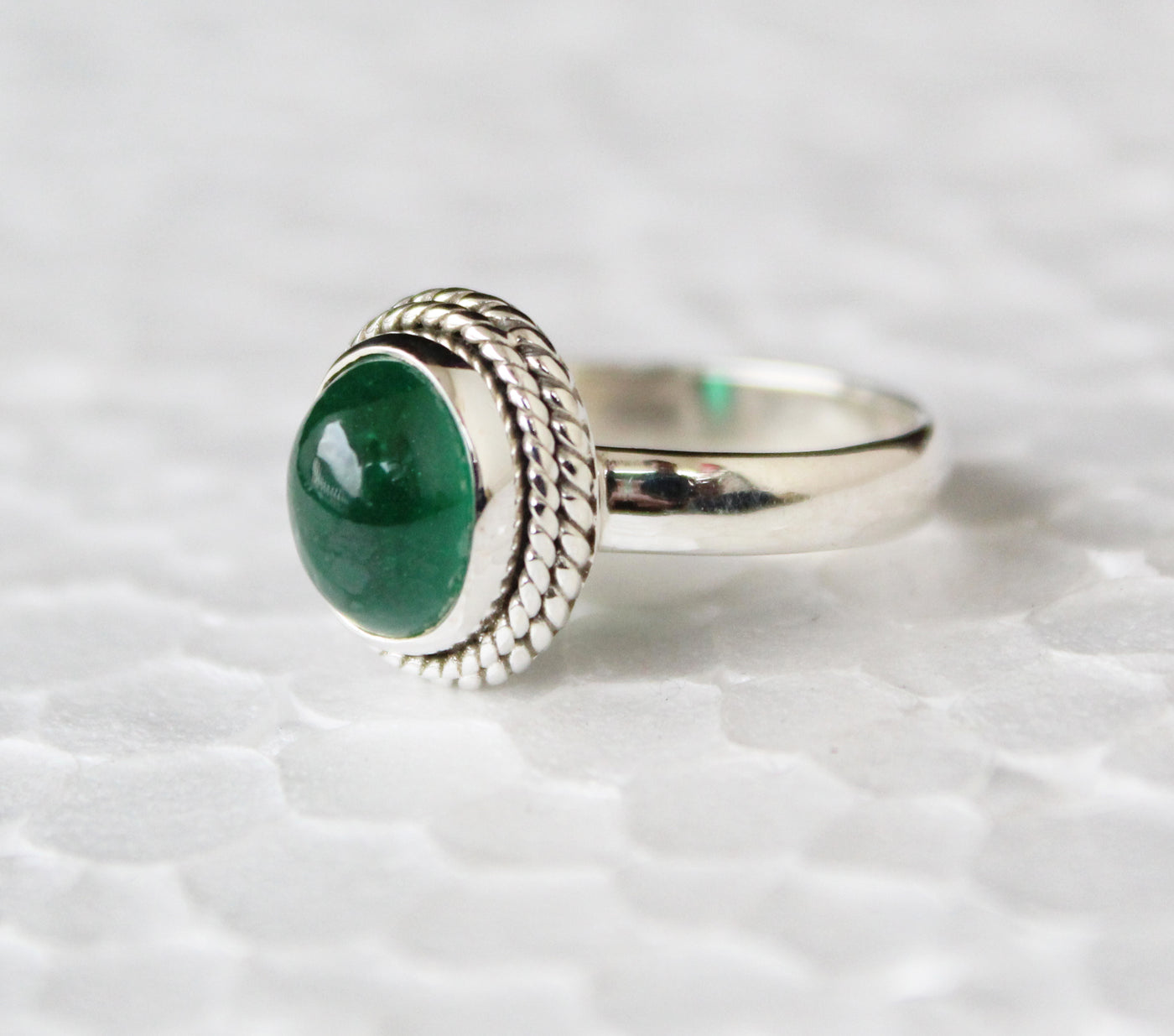 Genuine Emerald Ring, Deco-Handmade Ring, 925 Sterling Silver, Engagement Ring , May Birthstone, Green Gemstone Ring