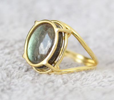 Rainbow Labradorite Ring, Sterling Silver 925, Boho Organic Jewlery, Gold Vermeil, Gypsy Ring, Bridesmaid Jewelry, Rainbow Labradorite Ring