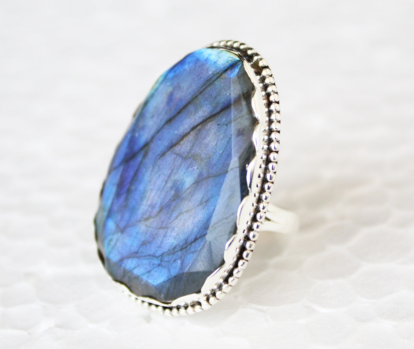 Natural Blue Labradorite Ring, Sterling Silver, Blue Stone Ring, Gemstone Ring, , Everyday Ring, Labradorite Jewelry, Minimal Ring, Boho