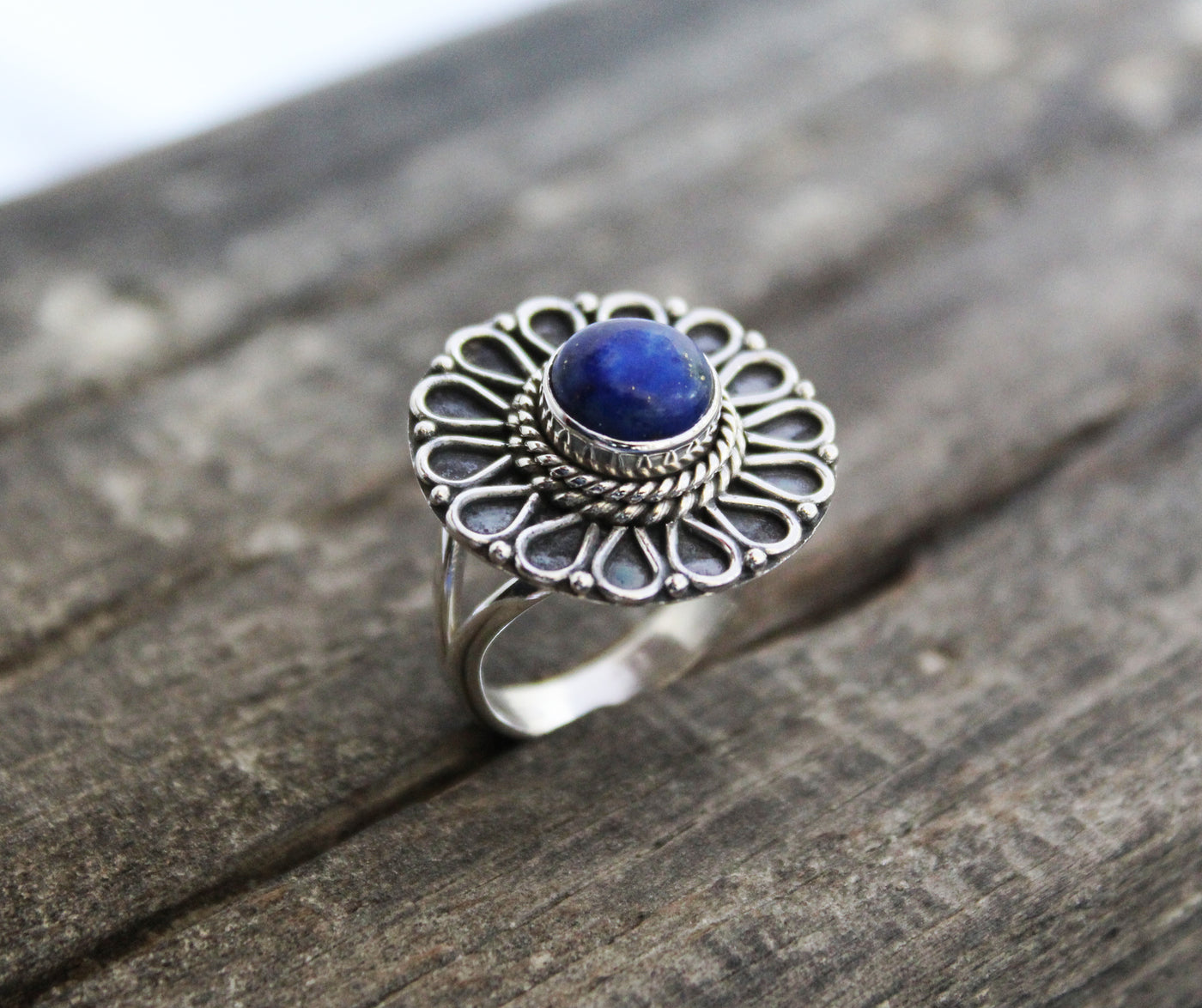 Lapis Lazuli Ring,Blue Gemstone Ring, Sterling Silver Ring, September Birthstone Ring, Oval Lapis Ring, Bezel Ring, Stacking Ring,Gift Rings
