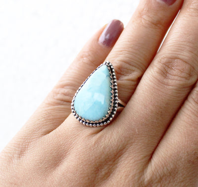 Silver Larimar Ring, 925 Sterling Silver, Blue Stone, Oval Ring, Silver Ring, Cute Ring, Handmade, Blue Stone, Statement Ring, Large Ring