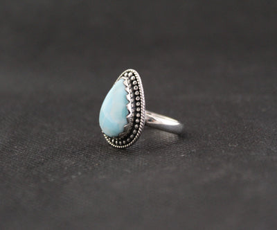 Natural Larimar Ring, Blue Gem Ring, Sterling Silver Rings For Women, AAA+Top Quality, Vintage, Bridal, Engagement Gift, Gift for Her