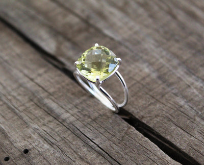 Lemon Quartz Ring, Silver Rings, Rings for Women, Promise Ring, Crystal ring, Silver Jewelry, Gift for Her, Stackable Rings,Bridesmaid Gift