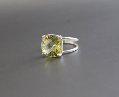 Lemon Quartz Ring, Silver Rings, Rings for Women, Promise Ring, Crystal ring, Silver Jewelry, Gift for Her, Stackable Rings,Bridesmaid Gift