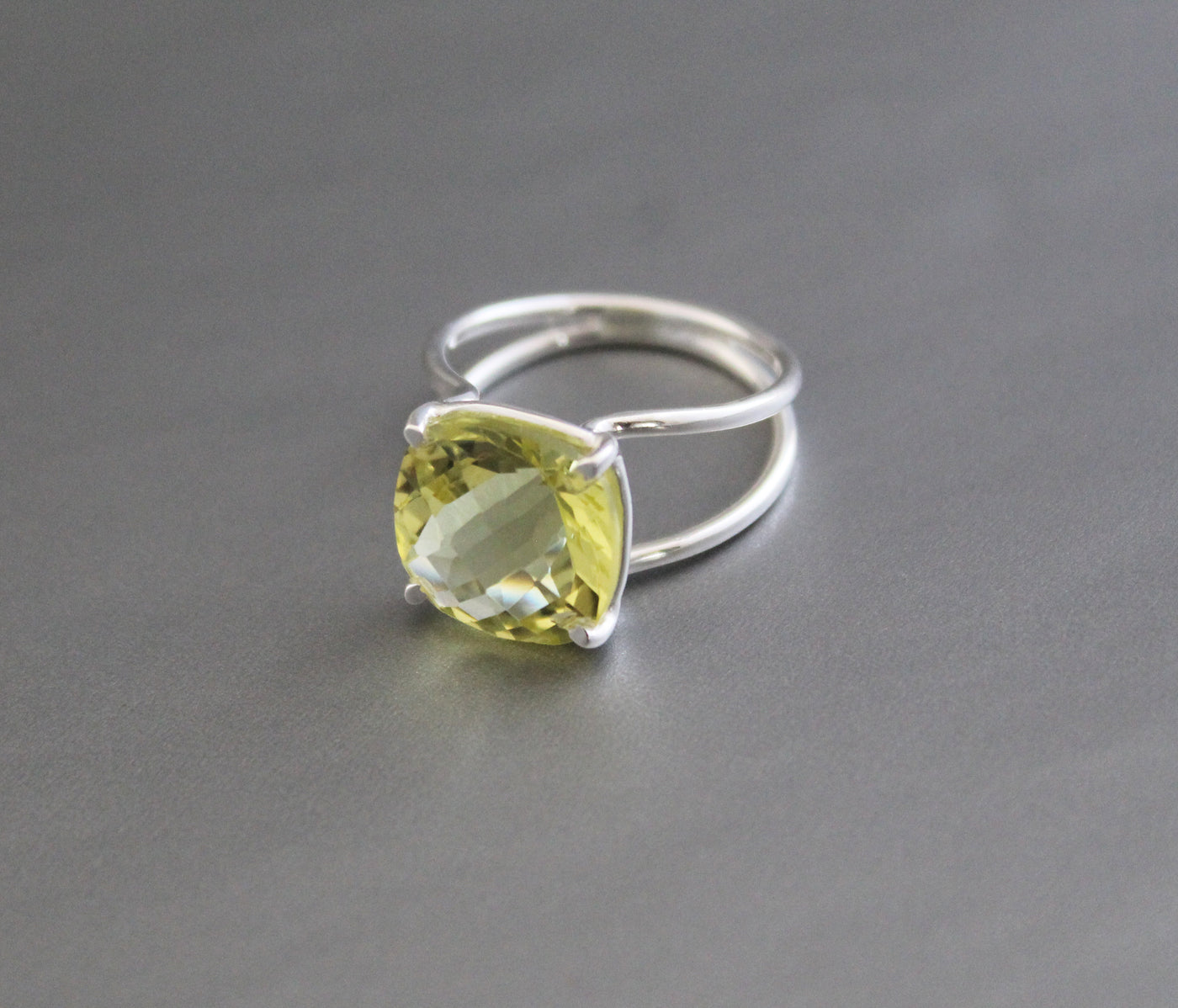 Lemon Quartz Ring, Silver Rings, Rings for Women, Promise Ring, Crystal ring, Silver Jewelry, Gift for Her, Stackable Rings,Bridesmaid Gift
