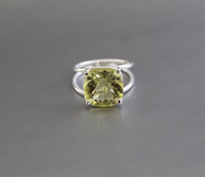 Lemon Quartz Ring, Silver Rings, Rings for Women, Promise Ring, Crystal ring, Silver Jewelry, Gift for Her, Stackable Rings,Bridesmaid Gift