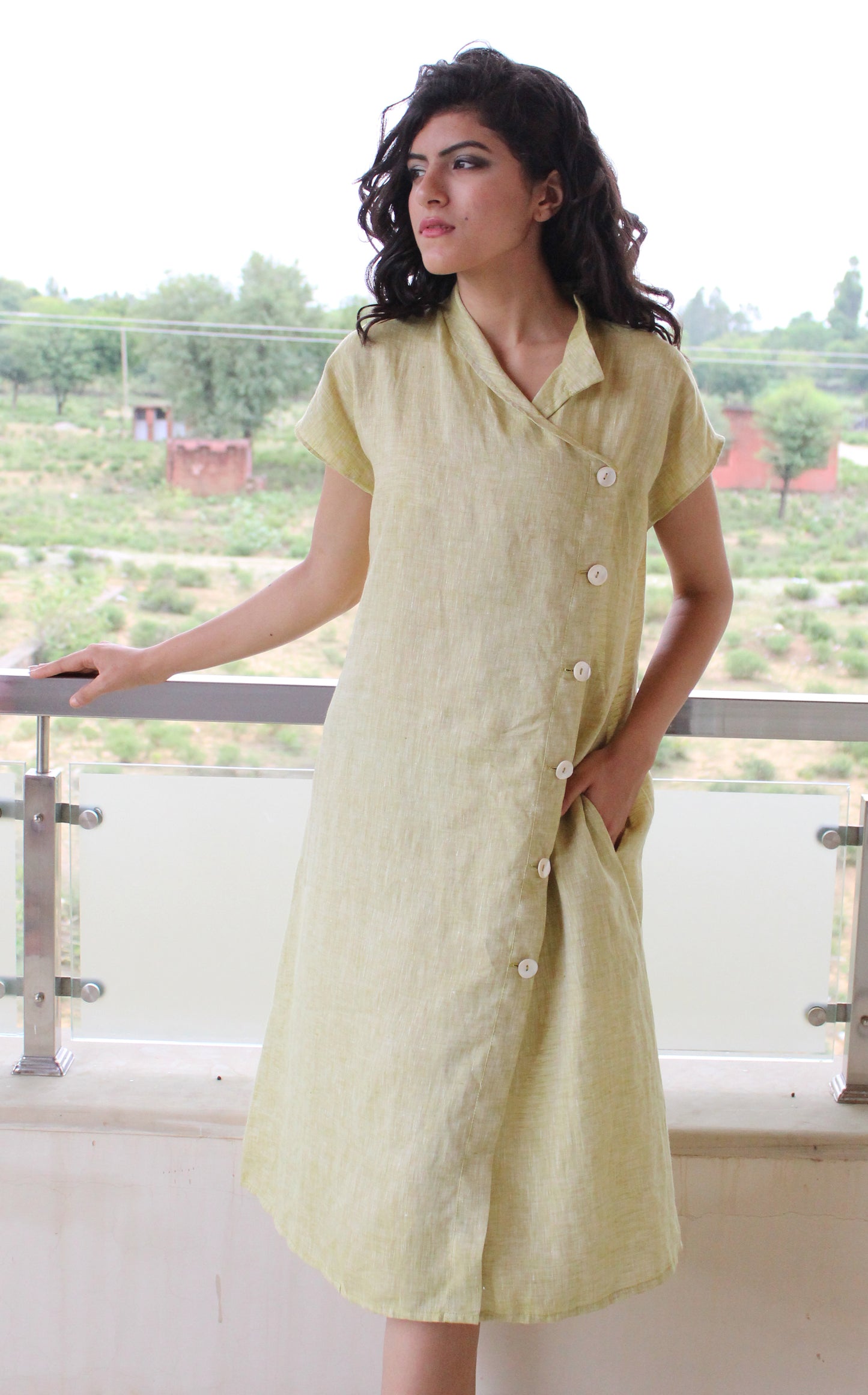 Linen Short Sleeve Organic Dress