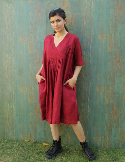 Comfortable Linen Tunic V-neck Dress