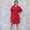 Red Linen Shirt Dress, Loose Oversized Shirt Dress