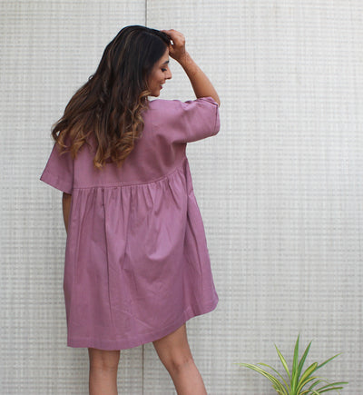 Empire Waist Short Dress with Pockets PLUS SIZE