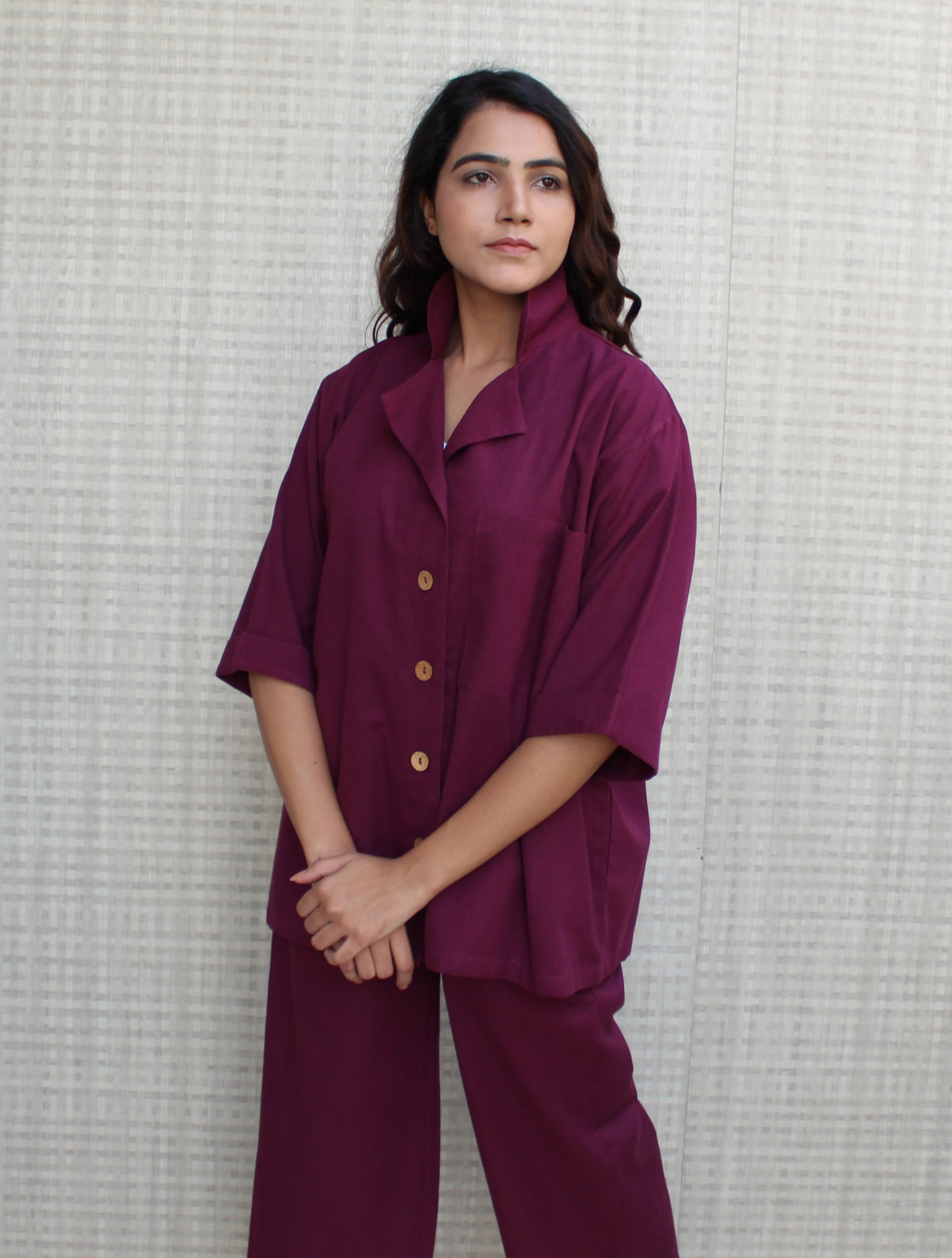 Shawl collared Loungewear set, PLUS SIZE