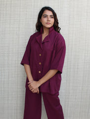 Shawl collared Loungewear set, PLUS SIZE