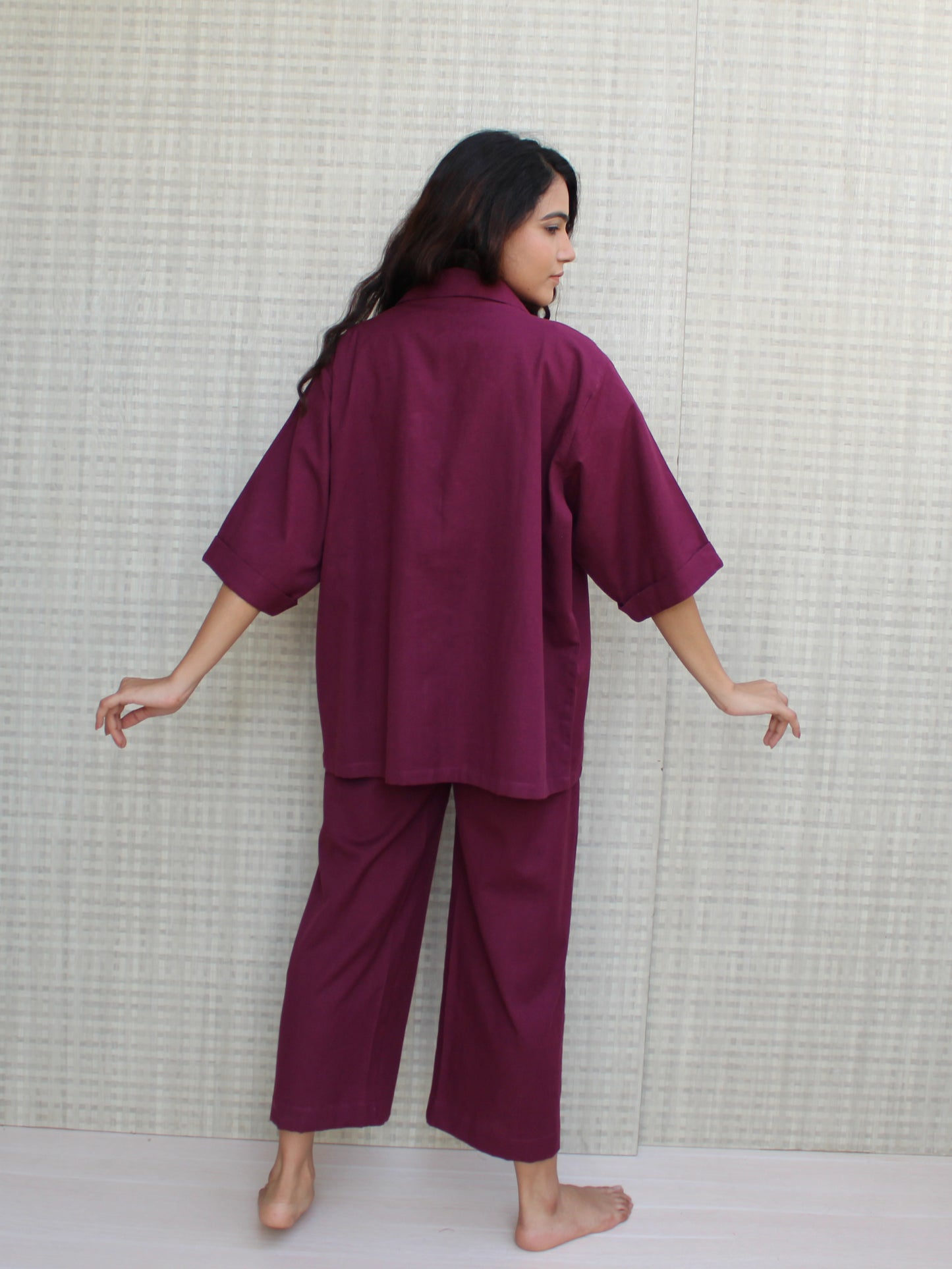 Shawl collared Loungewear set, PLUS SIZE